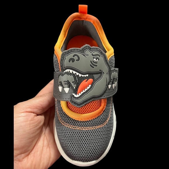 Carters Toddler Boys Dinosaur T-Rex Sneakers Size 7,12 Gray Lighted Slip on Shoe - Picture 3 of 14